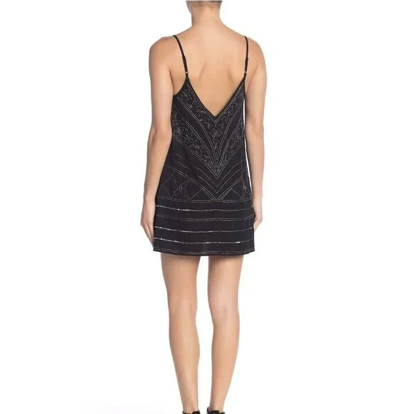 Free People Black Beaded Make A Move Mini Slip Dress XS NWT $128 - Picture 2 of 7